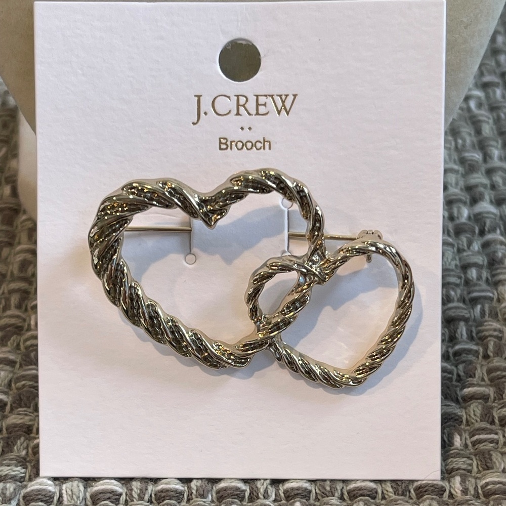 J. Crew Factory Goldstone Double Heart Brooch - NWT
